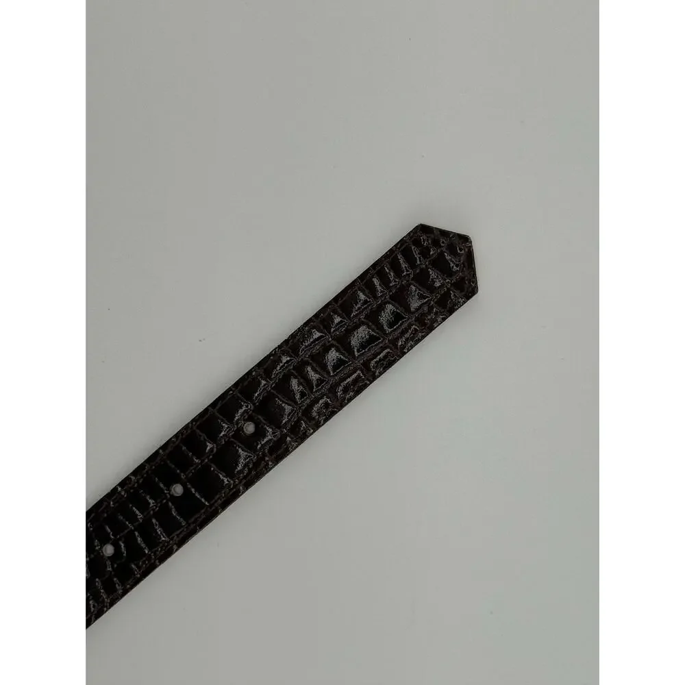 EUC VINTAGE VTG Faux Croc Leather Brown Belt Med Large‎ 12